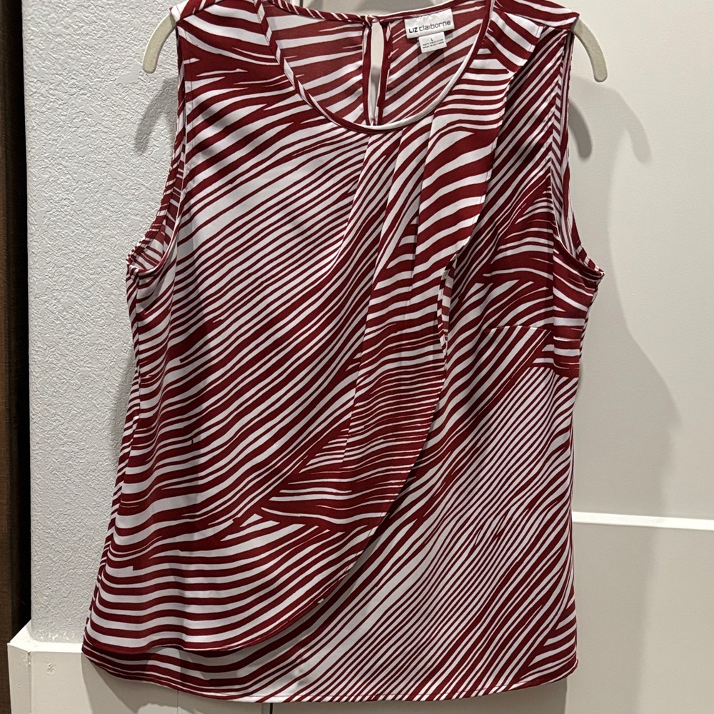 Red and White Striped Sleeveless Top